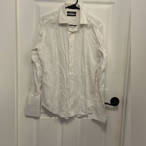 Saks Fifth Avenue men’s white casual button down shirt slim fit